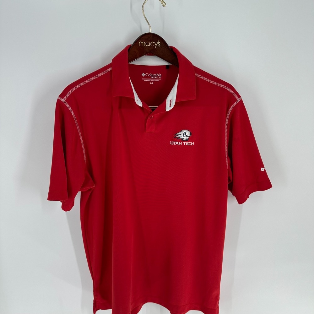 Columbia Golf NCAA Utah Tech Trailblazers Logo Pullover Polo Shirt Red Size L
